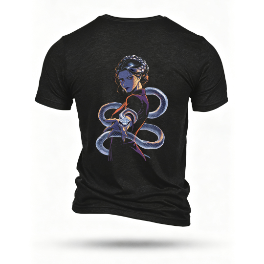 Black T-shirt, back print