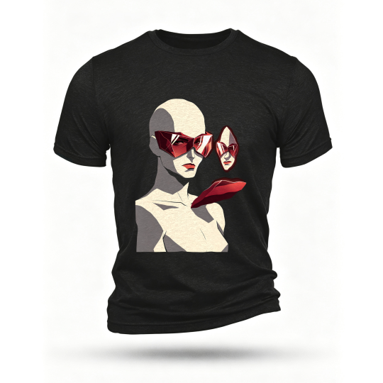 Black T-shirt, front print