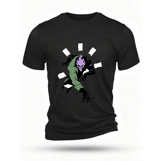 Black T-shirt, front print