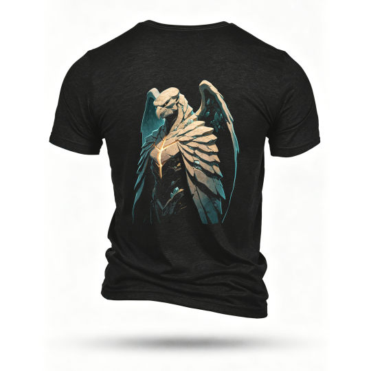 Black T-shirt, back print