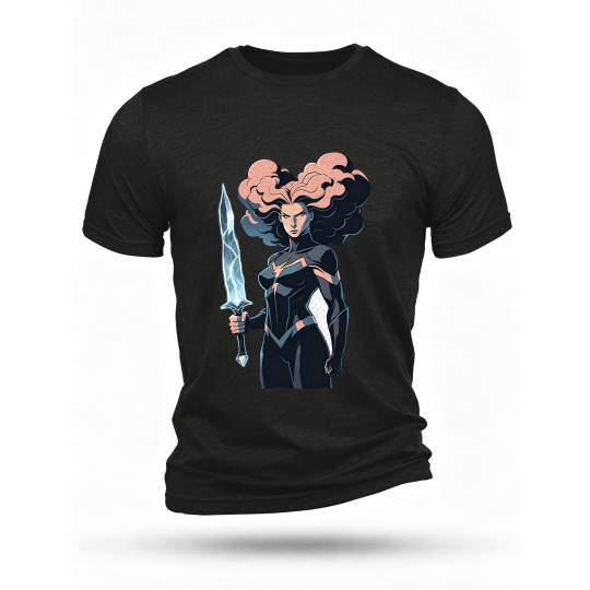 Black T-shirt, front print