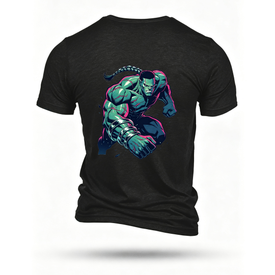 Black T-shirt, back print