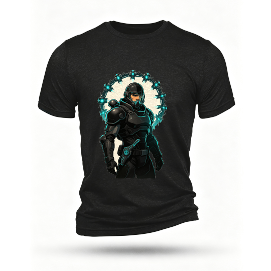 Black T-shirt, front print
