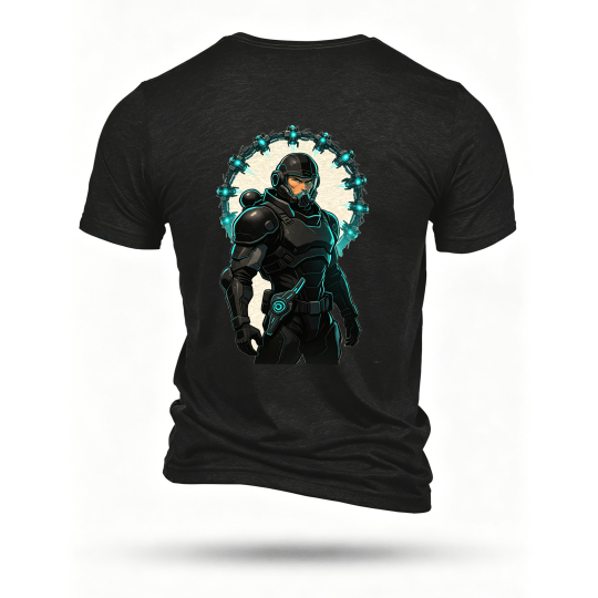Black T-shirt, back print