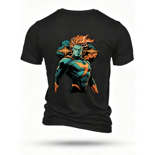 Black T-shirt, back print