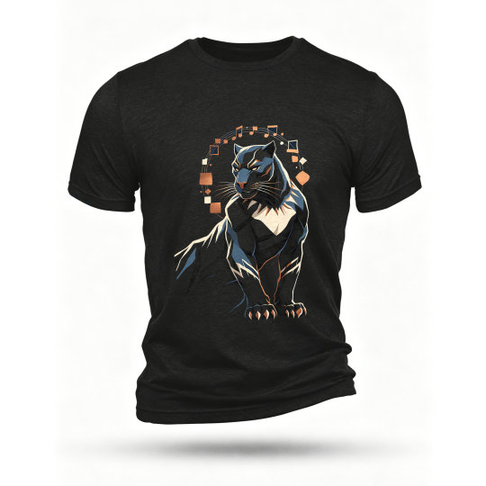 Black T-shirt, front print
