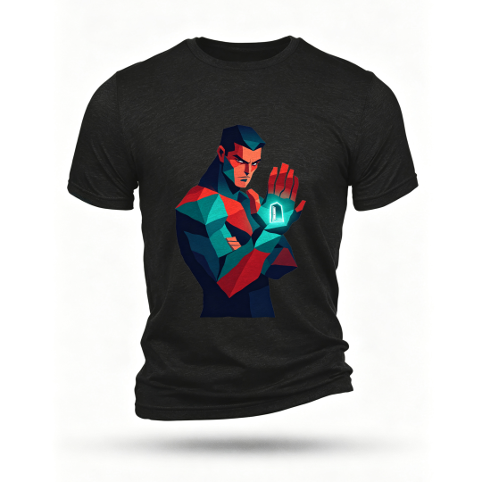 Black T-shirt, front print