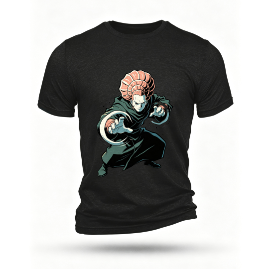 Black T-shirt, front print