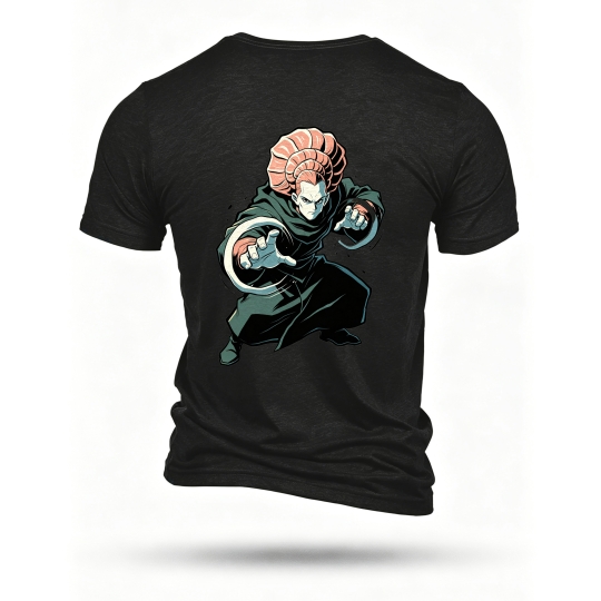 Black T-shirt, back print