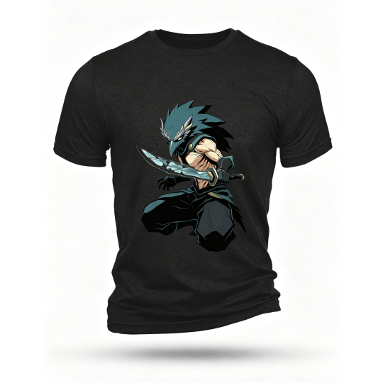 Black T-shirt, front print