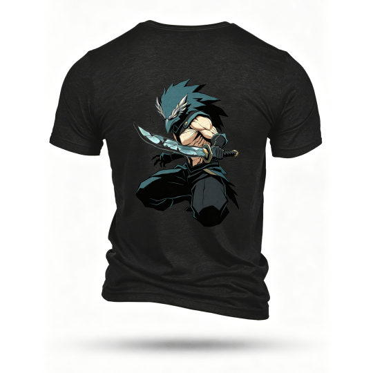 Black T-shirt, back print