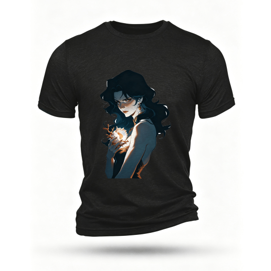 Black T-shirt, front print