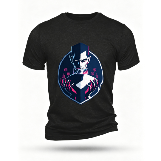 Black T-shirt, front print