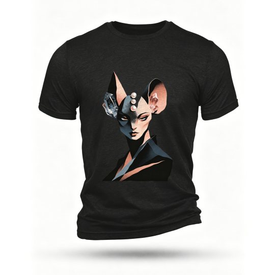 Black T-shirt, front print