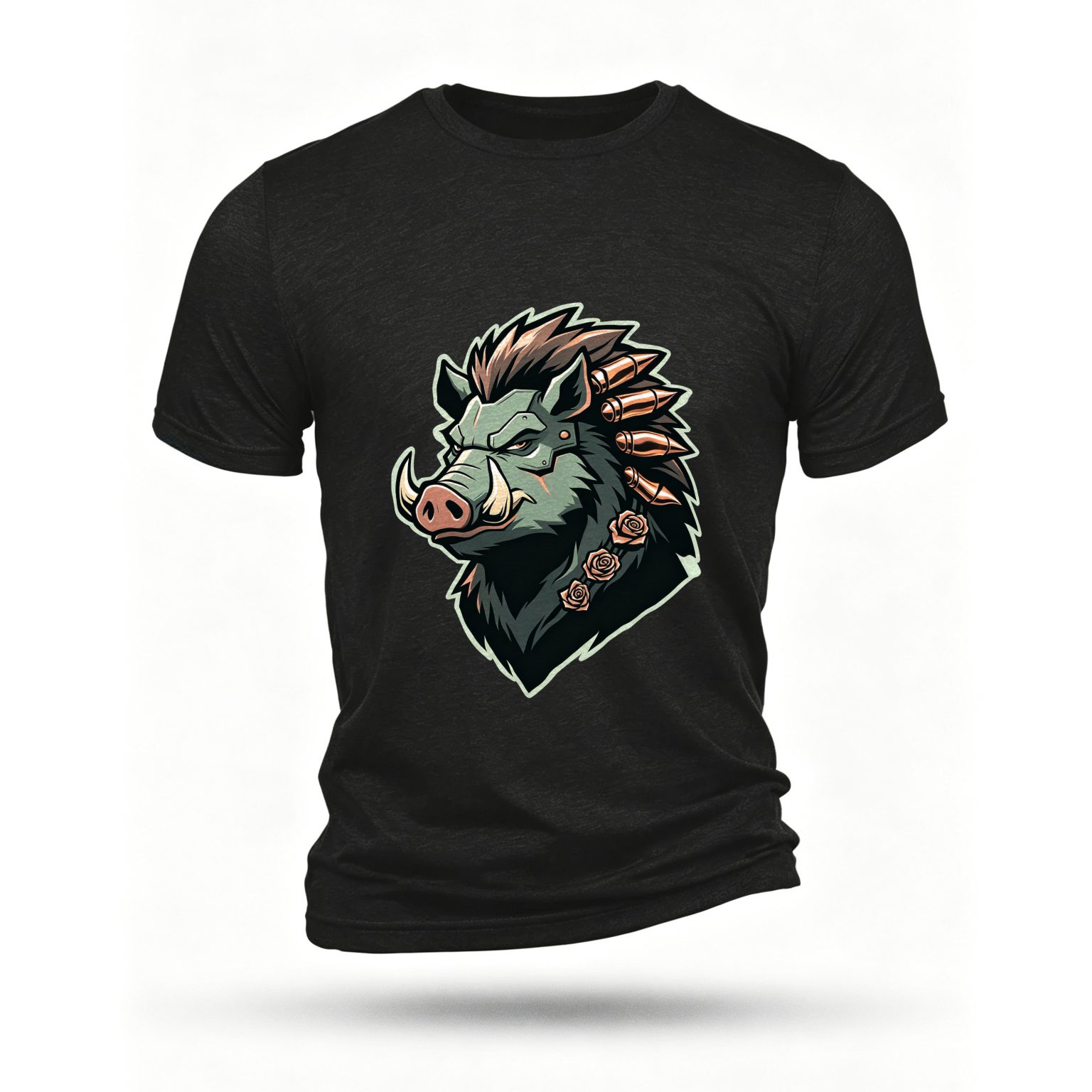 Black T-shirt, front print