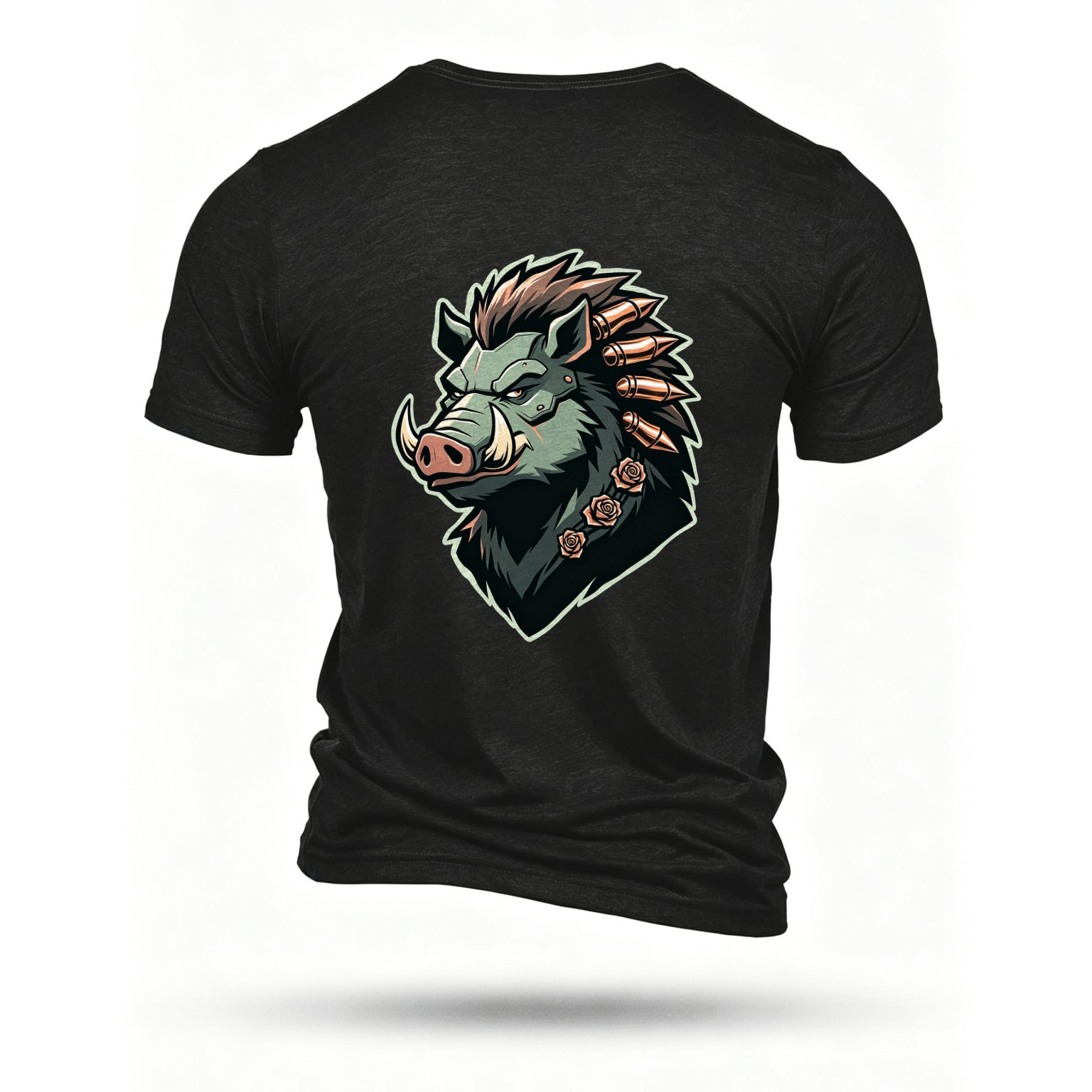 Black T-shirt, back print