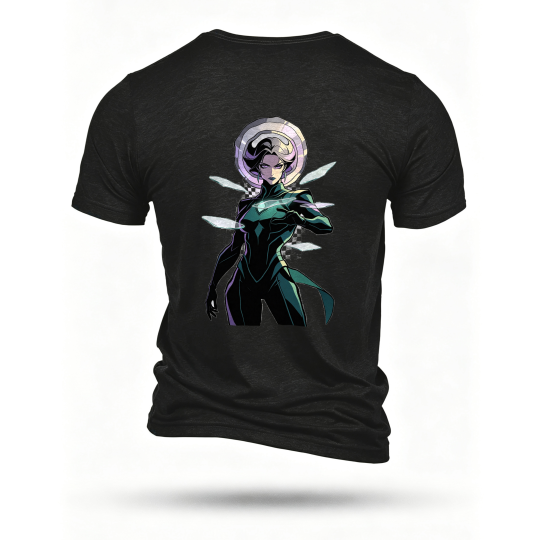 Black T-shirt, back print