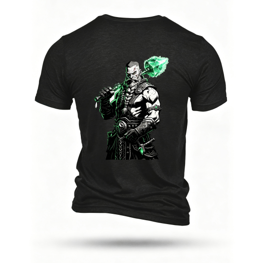 Black T-shirt, back print