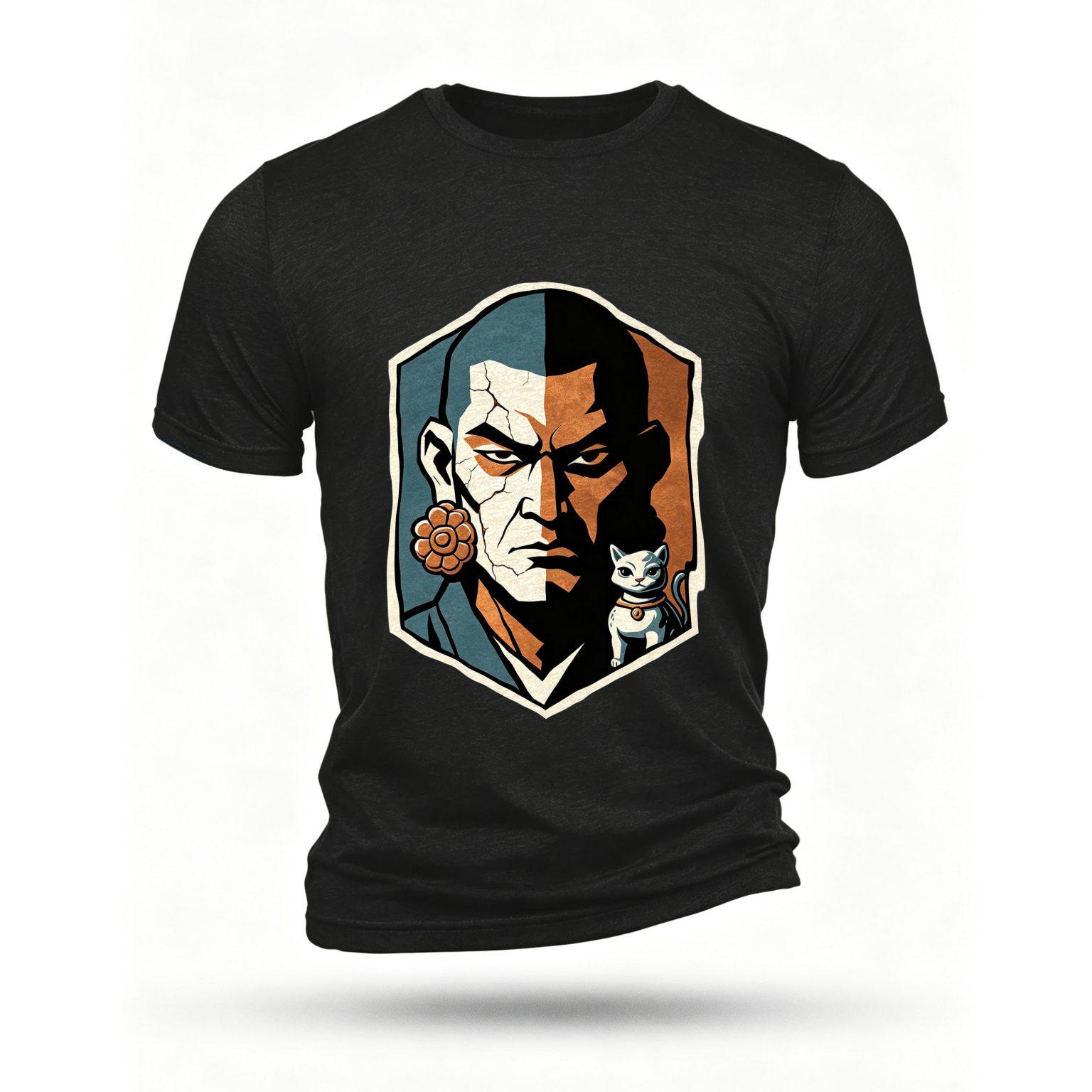 Black T-shirt, front print