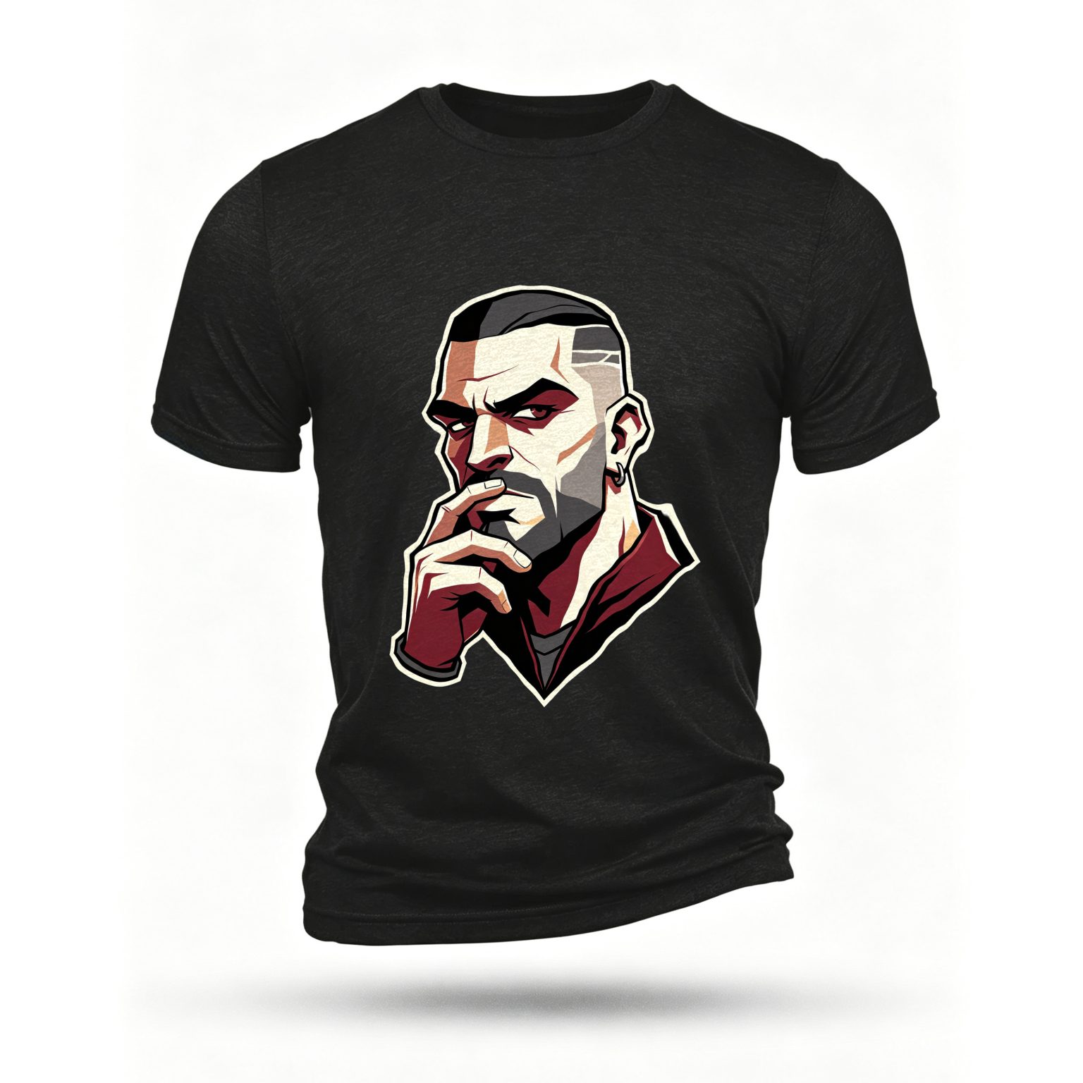 Black T-shirt, front print