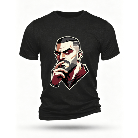 Black T-shirt, front print
