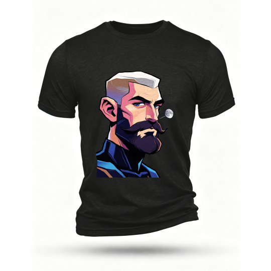 Black T-shirt, front print