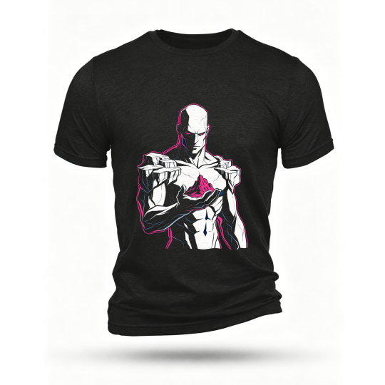 Black T-shirt, front print