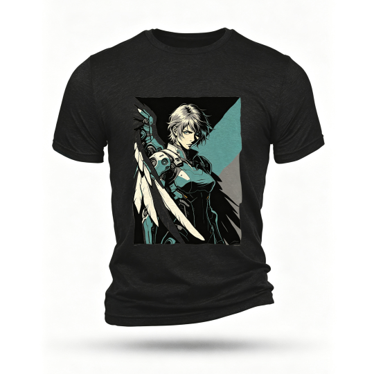 Black T-shirt, front print